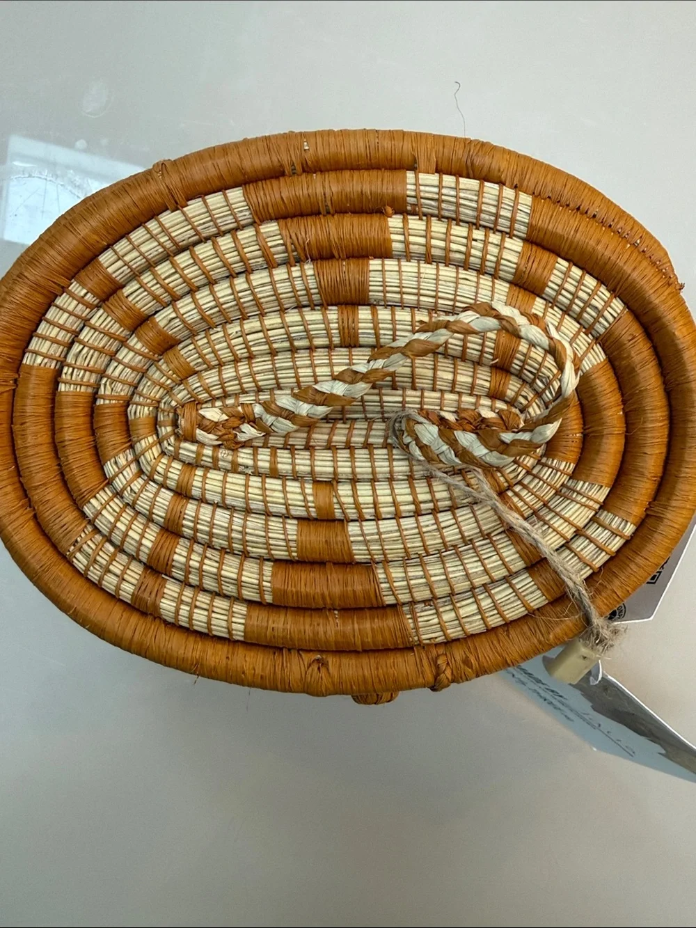 Handmade Woven Basket - Yellow & Natural Stripes
